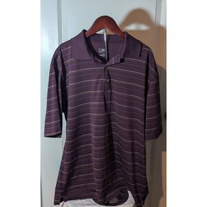 Men's Purple Striped Polo Shirt PGA Tour Large